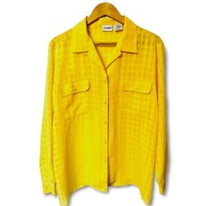 Liz Baker vintage Y2K vibrant textured semi sheer button down top #A5
